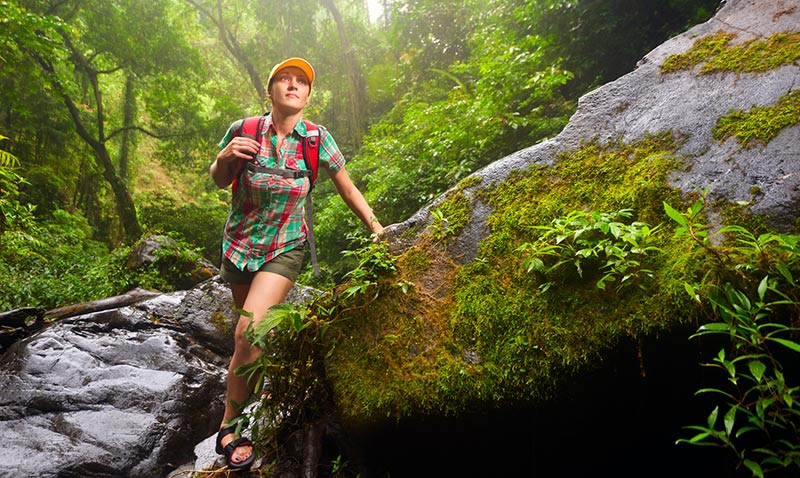 woman hiking in forest