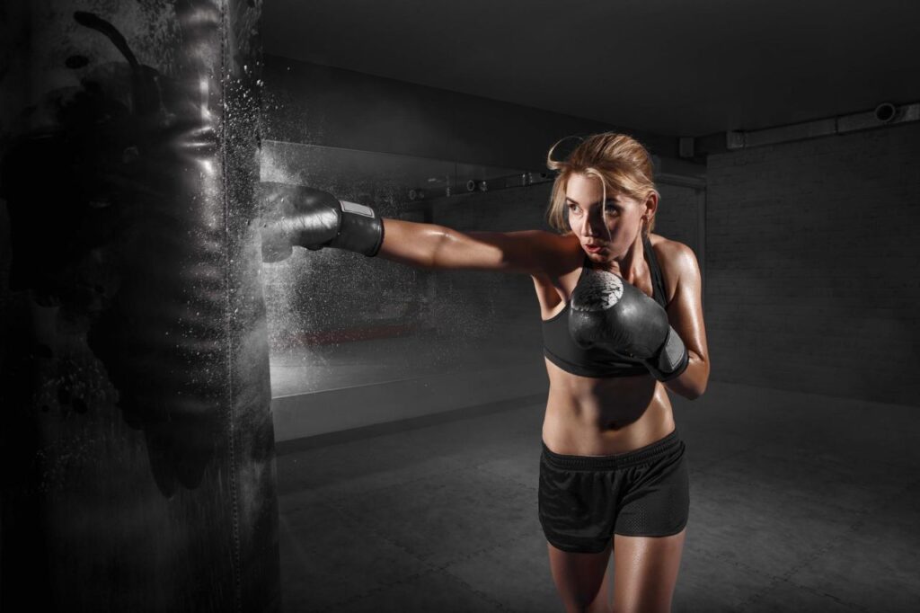 woman practicing boxing moves