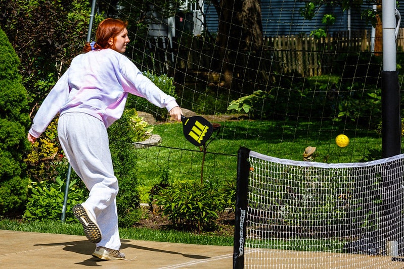 woman playing pickleball