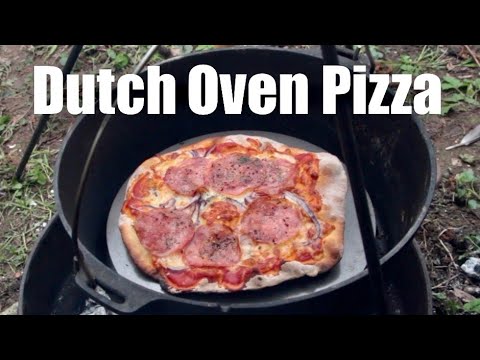 Campfire Pizza Cooked in a Dutch Oven. Handmade Bread Dough. Baker Tent.