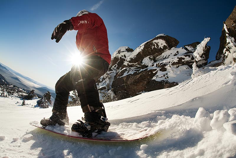 snowboarder in mountains