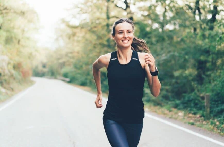 woman happy jogging