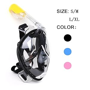 Winmax 180° View Snorkel Mask- Panoramic Full Face snorkeling Mask, MORE Anti-Fog and Anti-Leak, Inserting 2 Breathing Tubes, has Built-in Ear Plugs