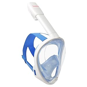 SeeReef Full Face Snorkel - Snorkeling Mask Set New 2017 Design GUARNTEE & FREE DELIVERY See 180 Degrees Underwater with New 4 Valve Anti Fog Technology Breathe Easy While Snorkling 