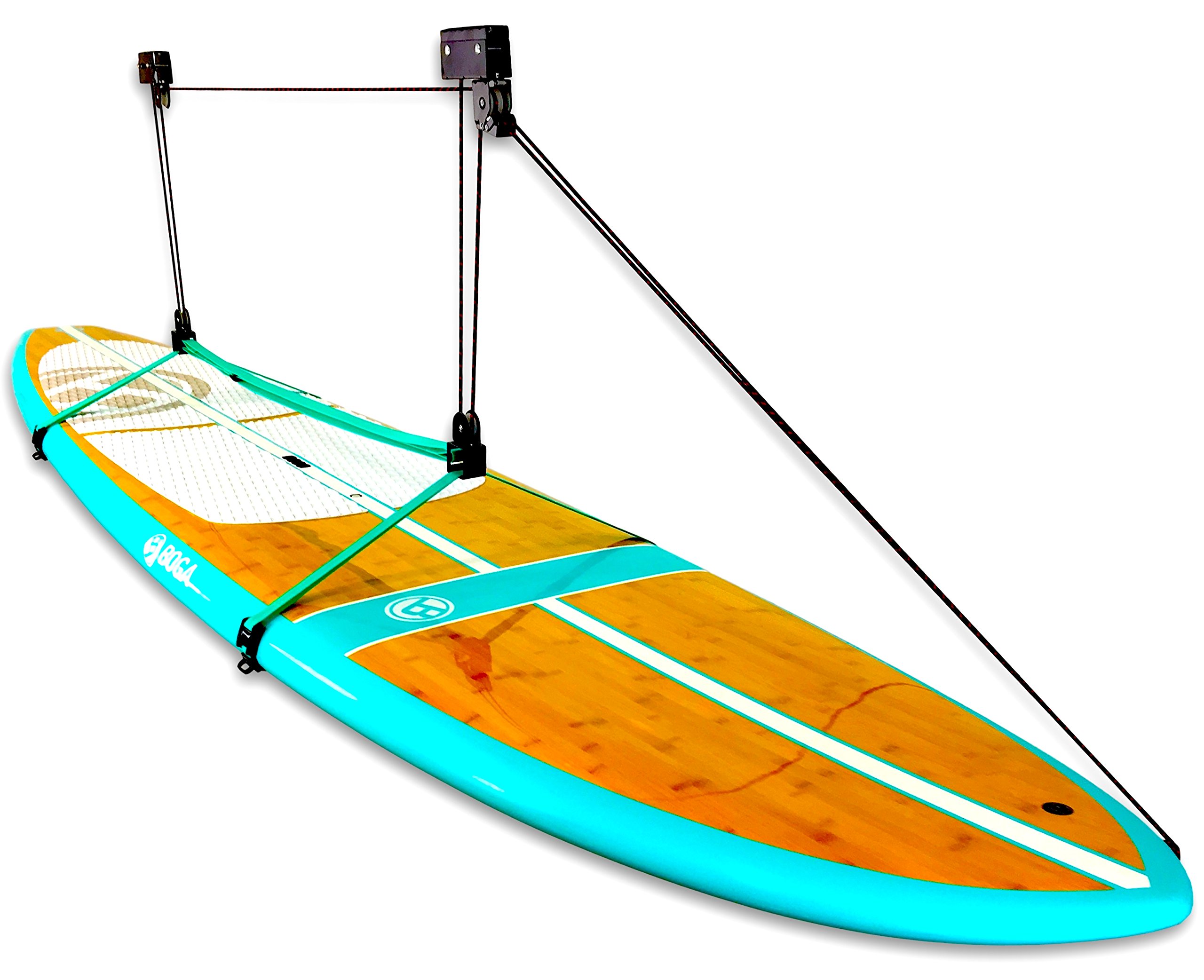 StoreYourBoard SUP and Surfboard Ceiling Storage Hoist, Hi Lift Home and Garage Hanging Pulley Rack