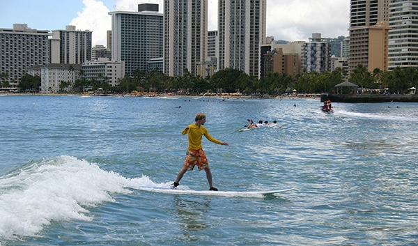 surfing in waikiki