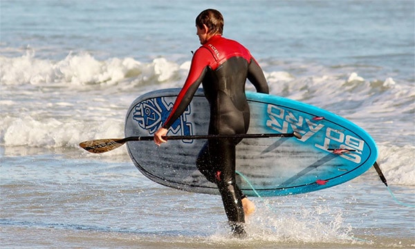 paddleboarder in wetsuit