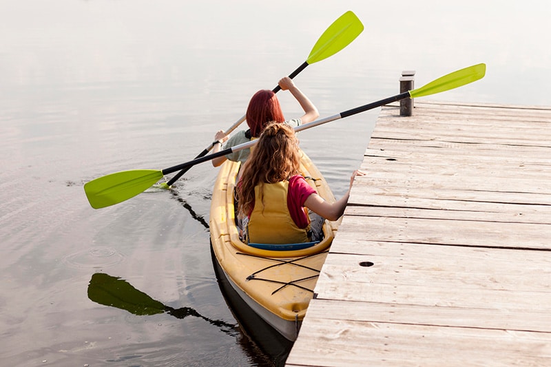 two women in a kayak