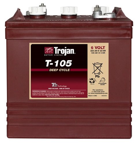 Trojan 6-Volt T-105 225Ah Flooded Deep Cycle Battery