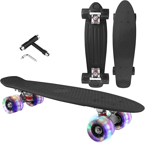 LOVELY DECOR Skateboard Cruiser Complete - 27 inch Skateboards with LED Light Up Wheels with All-in-one T-Tool for Beginners