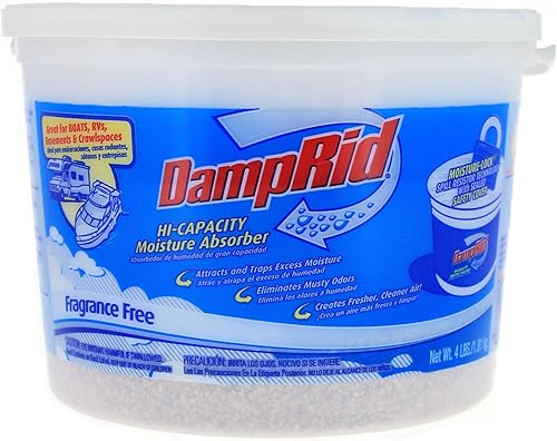 DampRid Fragrance Free Moisture Absorber 4 lb. Hi-Capacity Bucket - For Fresher, Cleaner Air in Large Spaces