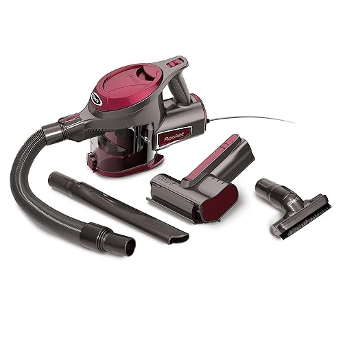 Shark Rocket Corded Ultra-Light Hand Vacuum for Carpet with TruePet Mini Motorized Brush and 15-foot Power Cord (HV292), Maroon