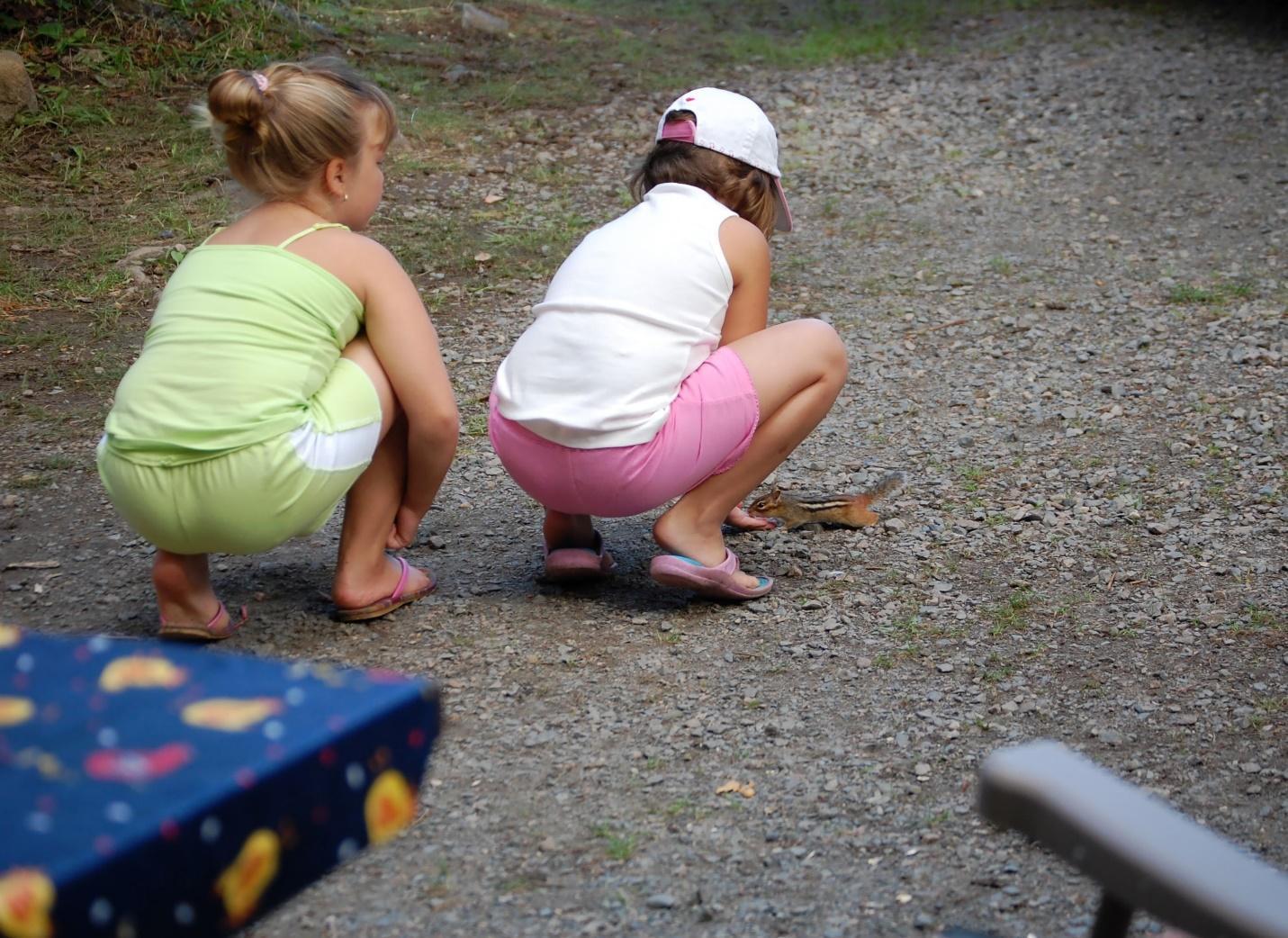 kids playing on gravel