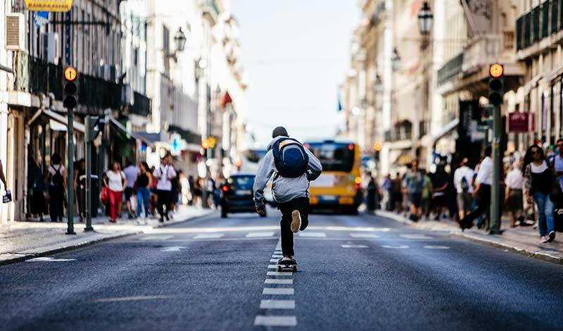 skateboard in street