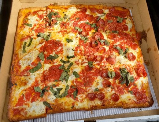 brooklyn style pizza in box