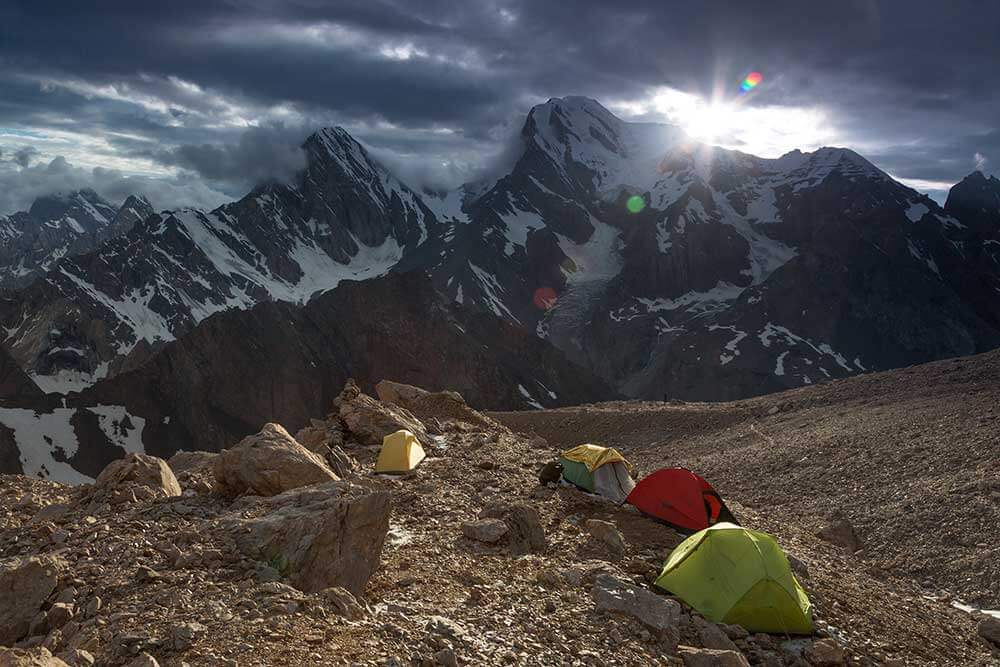 changing weather at campsite