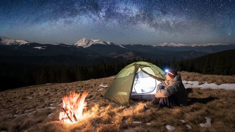 camp fire at night