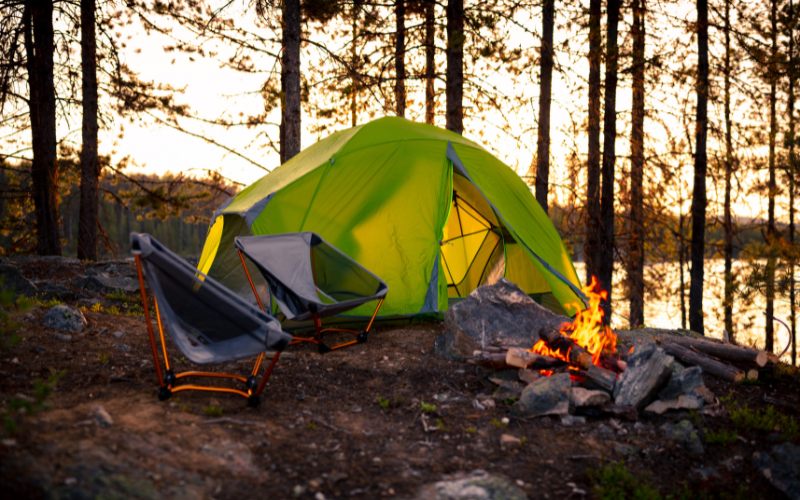 camping tent and chairs