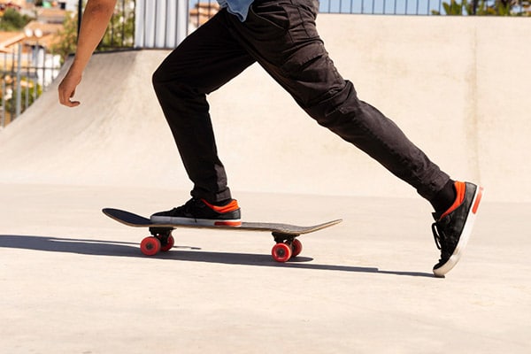 skater pushing off on skateboard