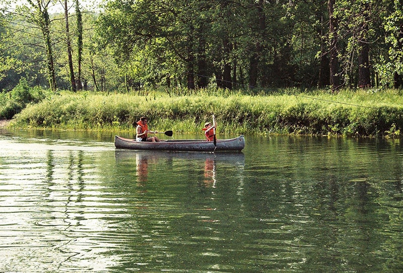 dad and son canoe