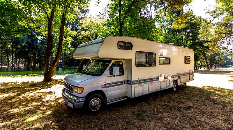 rv parked at campsite