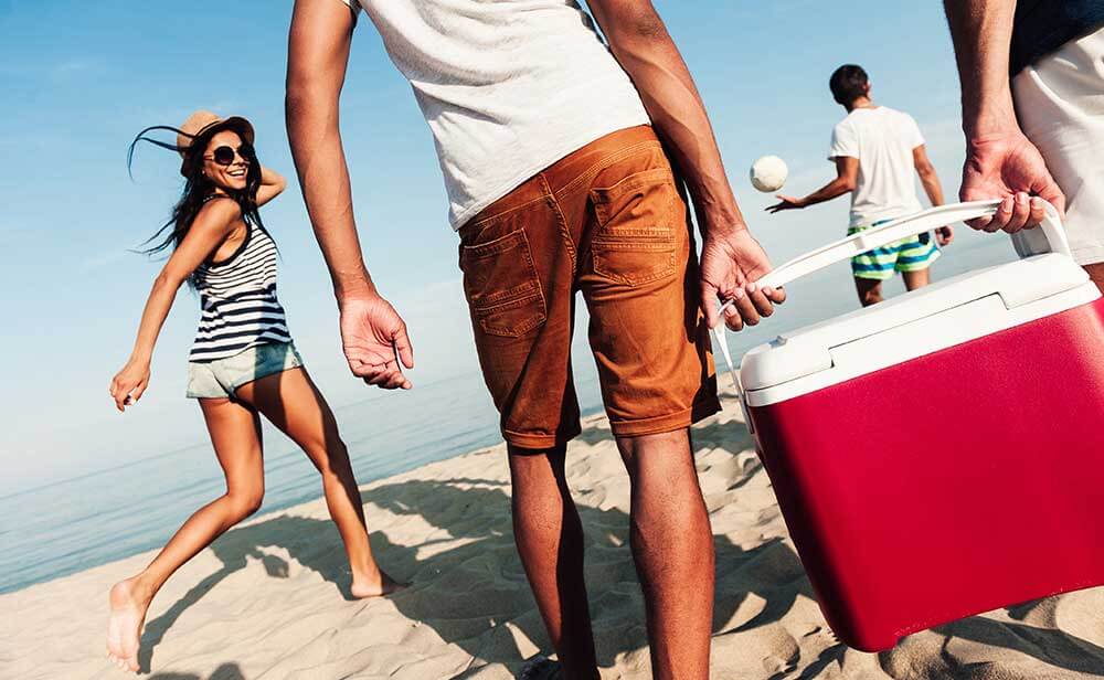 picnic cooler at beach