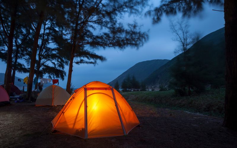 propane heater in tent