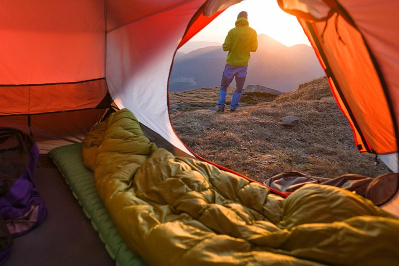 sleeping pad in tent