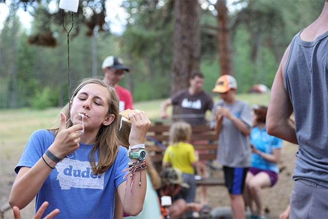 teens making smores