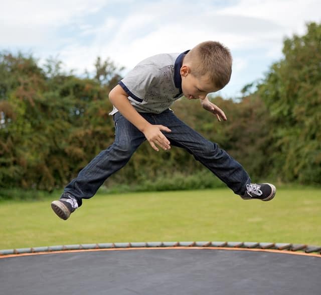 boy on trampoline