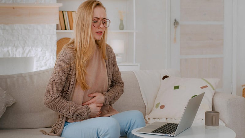 woman feeling bloated